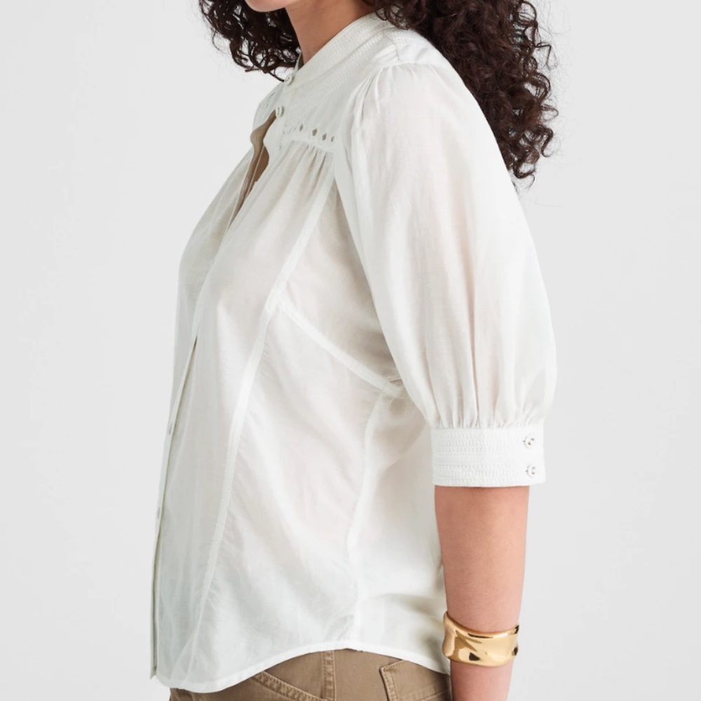 MADEWELL Puff-Sleeve Band-Collar Shirt - Picture 3 of 7